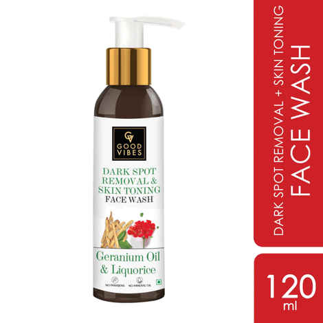 Buy Good Vibes Dark Spot Removal + Skin Toning Face Wash - Geranium Oil & Liquorice (120 ml) - Purplle