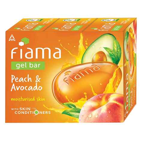 Buy Fiama Gel Bar Peach and Avocado for moisturized skin, with skin conditioners, 125 g soap (Pack of 3) - Purplle