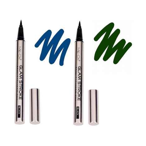 Buy Me-On Pack of 2 Glam Stroke 24H Stay Waterproof Ultra Intense Real Blue & Green Color Eyeliner Pen - Purplle