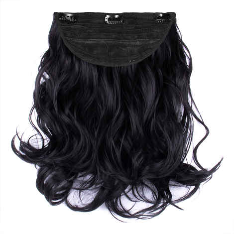 Buy STREAK STREET CLIP-IN 18" FULL-WAVY JET BLACK HAIR EXTENSIONS - Purplle