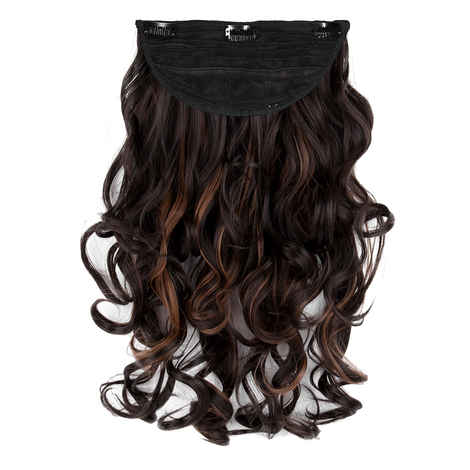 Buy Streak Street CLIP-IN 18'' Soft Curls Dark Brown Hair Extensions With Copper Highlights - Purplle