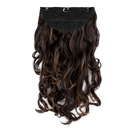 Buy Streak Street CLIP-IN 18'' Soft Curls Dark Brown Hair Extensions With Golden Highlights - Purplle