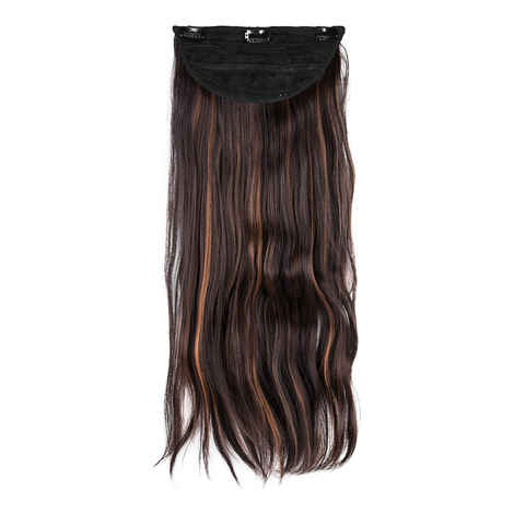 Buy Streak Street CLIP-IN 24'' Crimped Dark Brown Hair Extensions With Copper Highlights - Purplle