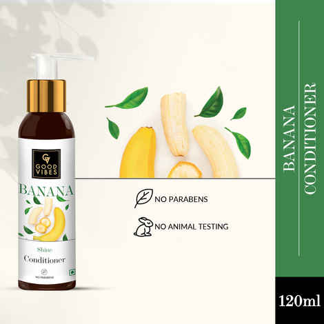 Buy Good Vibes Banana Shine Conditioner | Frizz Contorl, Hair Thickening, Strenghtening | No Parabens, No Animal Testing (120 ml) - Purplle