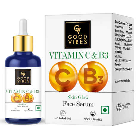 Buy Good Vibes Vitamin C & B3 Skin Glow Face Serum | Brightening, Anti-Ageing | With Orange | No Parabens, No Sulphates, No Animal Testing (30 ml) - Purplle