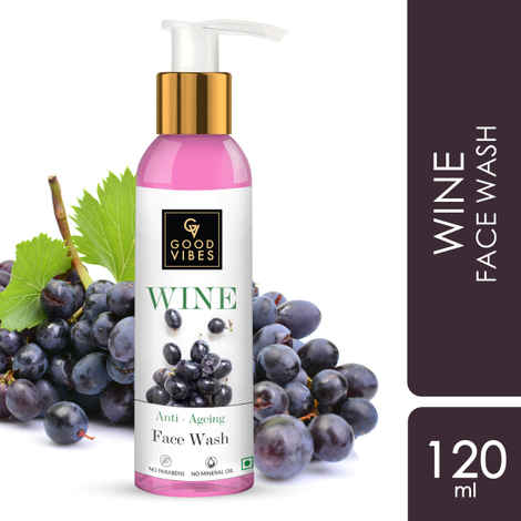 Buy Good Vibes Wine Anti-Ageing Face Wash | Antioxidant, Elasticity | No Parabens, No Mineral Oil, No Animal Testing (120 ml) - Purplle