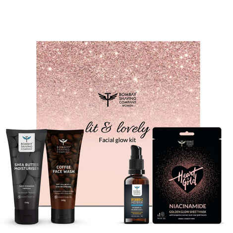 Buy Bombay Shaving Company Lit & Lovely Facial Glow Gift Kit (Set of 4) - Purplle