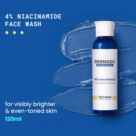 Buy DERMDOC by Purplle 4% Niacinamide Face Wash (120 ml) | face wash for dry skin | oil free face wash | face wash niacinamide | niacinamide for oily skin | brightening, non-drying face wash - Purplle