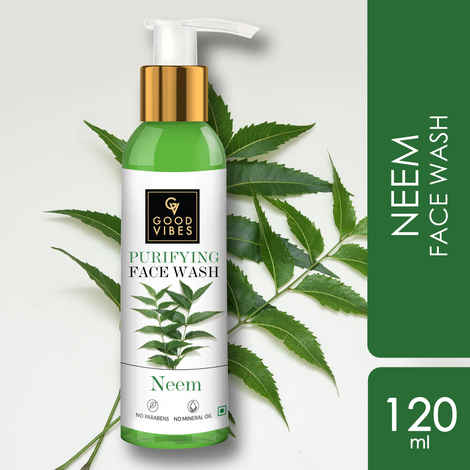 Buy Good Vibes Neem Purifying Face Wash | Moisturizing, Brightening | With Aloe Vera | No Parabens, No Mineral Oil, No Animal Testing (120 ml) - Purplle