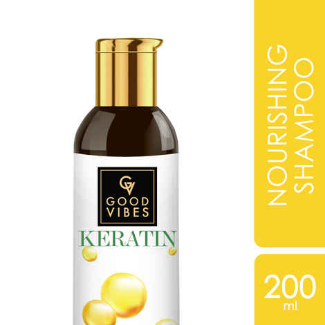 Buy Good Vibes Keratin Nourishing Shampoo | Hair Repair, Anti-Dandruff, Strengthening | With Argan Oil | No Parabens, No Animal Testing (200 ml) - Purplle