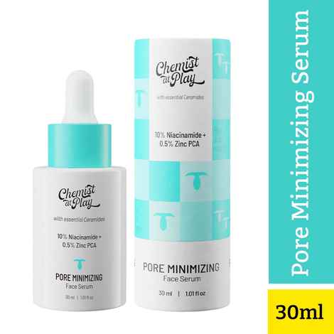 Buy Chemist at Play 10% Niacinamide + 0.5% Zinc PCA Pore Minimizing Face Serum with Ceramides | For oily skin with visible pores, controls excess sebum & improves skin texture | 30ml - Purplle