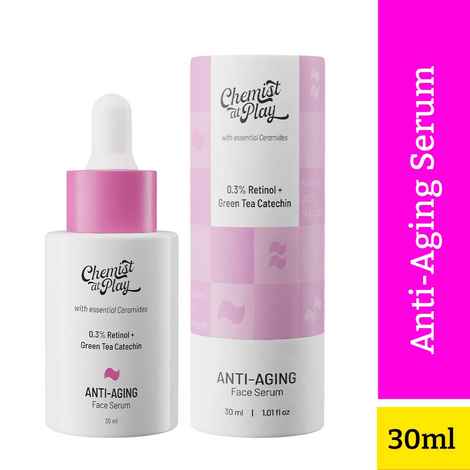 Buy Chemist at Play 0.3% Retinol + Green Tea Catechin Anti-Aging Face Serum with Ceramides | For mature skin, reduces appearance of wrinkles & fine lines | 30 ml - Purplle
