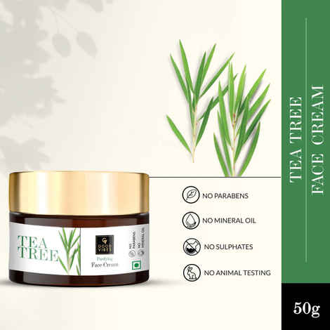 Good Vibes Tea Tree Purifying Face Cream | Lightening, Hydrating, Anti-Acne | No Parabens, No Sulphates, No Mineral Oil, No Animal Testing (50 g)