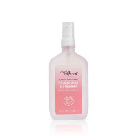 Earth Rhythm Damask Rose & Geranium Face Mist/ Toner | Balances skins PH, Locks in Moisture, Hydrates Skin | for All Skin Types | Men & Women - 100 ML