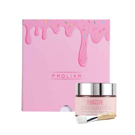 Buy Prolixr Mask and Chill Gift Box, Detoxifying Sea Algae Face Mask, Pore Minimizer & Pore Cleaner with Face Mask Brush Applicator | No Parabens (50 ml) - Purplle