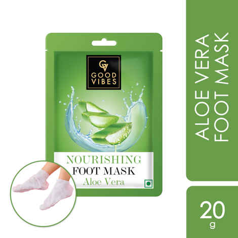 Good Vibes Aloe Vera Nourishing Foot Mask | Moisturizing, Soothing | Vegan, No Parabens, No Sulphates, No Animal Testing, No Alcohol (20 g)