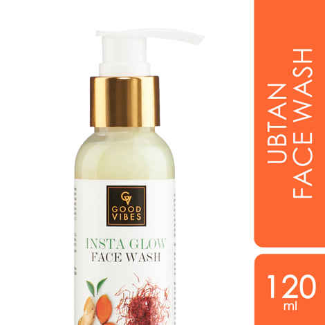 Buy Good Vibes Ubtan Insta Glow Face Wash | Brightening, Cleansing | Vegan, No Parabens, No Mineral Oil, No Animal Testing (120 ml) - Purplle