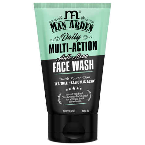 Man Arden Daily Multi-Action Anti Acne Face Wash Tea Tree + Salicylic Acid For Oily Skin, 100 ml