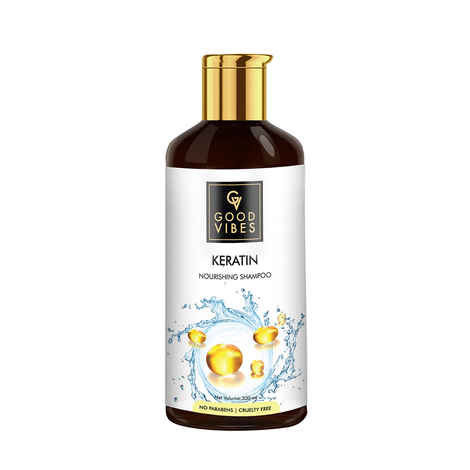 Buy Good Vibes Keratin Nourishing Shampoo | Hair Repair, Anti-Dandruff, Strengthening | With Argan Oil | No Parabens, No Animal Testing (300 ml) - Purplle