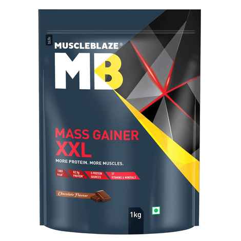 Buy MuscleBlaze Mass Gainer XXL, 1 kg / 2.2 lb Chocolate - Purplle
