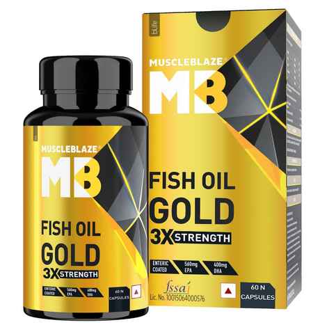 MuscleBlaze Omega 3 Fish Oil Gold 1250mg, 60 capsules