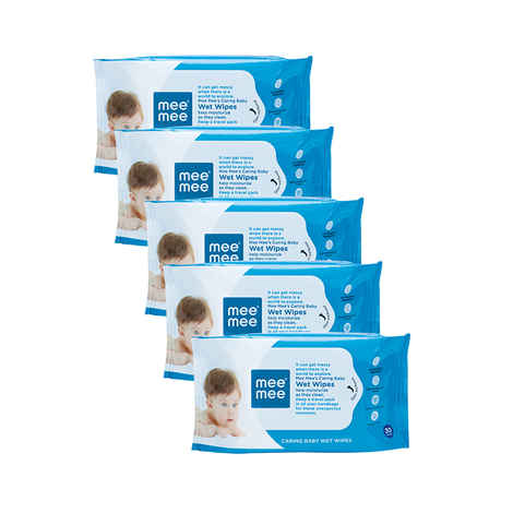 Buy Mee Mee Caring Baby Wet Wipes with Aloe Vera (30pcs) (Pack of 5) - Purplle