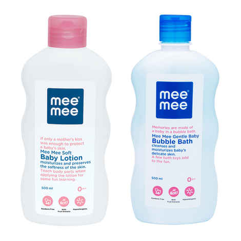 Buy Mee Mee Soft Baby Lotion and Gentle Baby Bubble Bath (500 ml) - Purplle