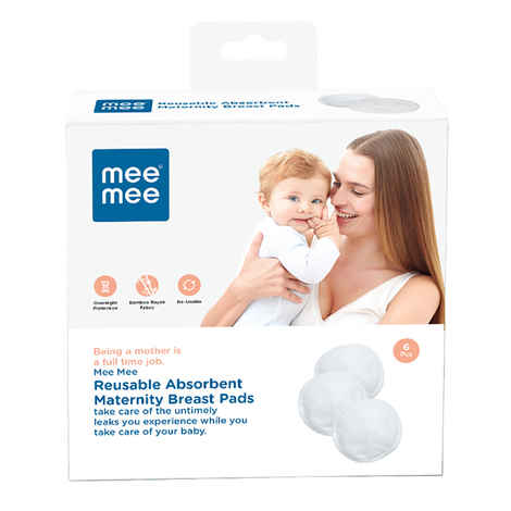 Mee Mee Reusable Absorbent Maternity Breast Pads (6 Pieces, White)
