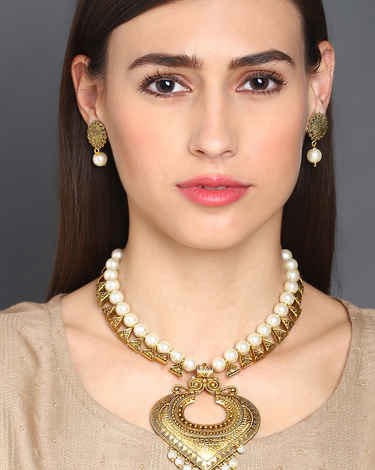 Buy SOHI Antique Golden Loop Jewellery Set - Purplle