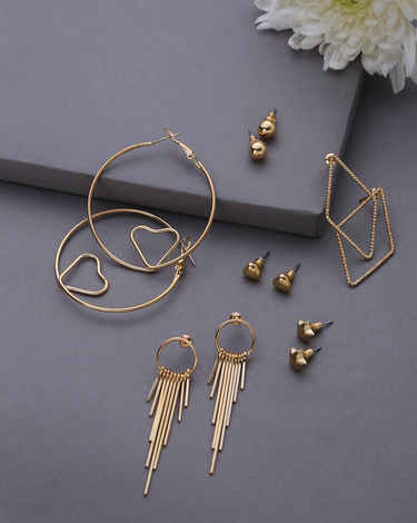 Buy SOHI Pack of 3 Designer Aesthetic Earrings - Purplle