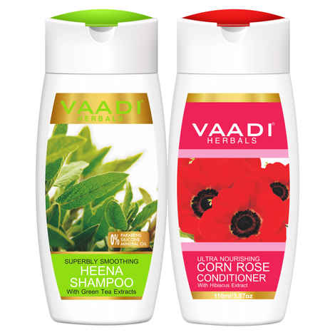 Buy Vaadi Herbals Superbly Smooothing Heena Shampoo with Corn Rose Conditioner (110 ml x 2) - Purplle
