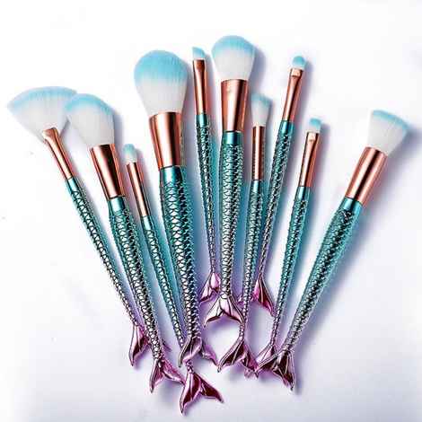 Buy ME-ON Professional Pack of 10 High Quality Mermaid Shaped Makeup Brushes for Full Makeup - Purplle