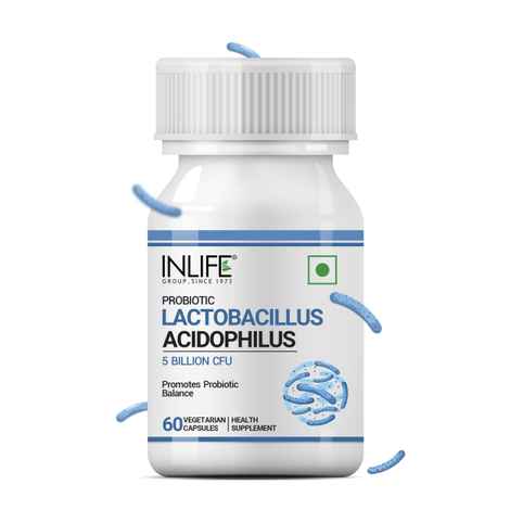Buy INLIFE Probiotic Lactobacillus Acidophilus 5 billion CFU | Gut Health Supplement for Men Women | Digestive Health, Immunity Booster | Promotes Probiotic Balance – 60 Vegetarian Capsules - Purplle