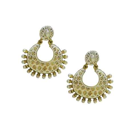 Buy Crunchy Fashion Pearl Matka Earrings-Golden-White - Purplle
