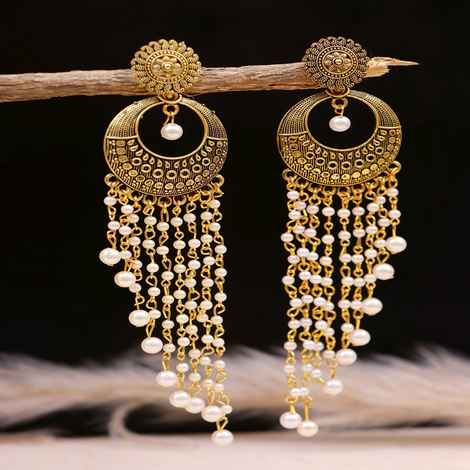 Buy Crunchy Fashion Gold -Plated White Jhalar Fashion Earrings RAE1181 - Purplle