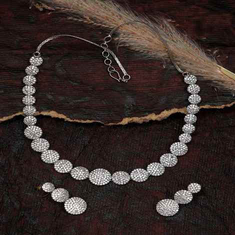 Buy Crunchy Fashion Elegant Designer American Diamond Necklace Set With Earrings CFS0401 - Purplle