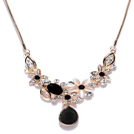 Buy Crunchy Fashion Trendy Stylish Western Black Crystal Choker Necklace - Purplle