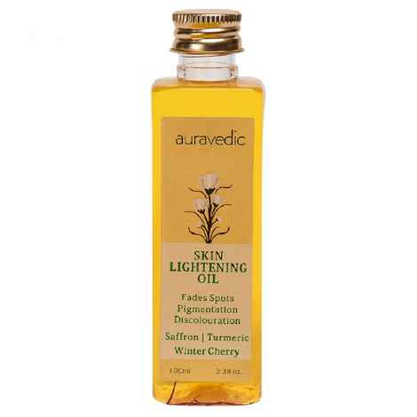 AURAVEDIC Skin Lightening Oil 100 Ml. Saffron Oil/Turmeric Face oil for Glowing Skin, Pigmentation,Dark spots,Skin Whitening, Skin Brightening for Women/Men