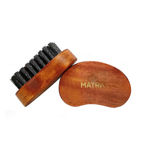 Matra Professional Nylon Bristle Beard Brush for Men with Neem wood | Pocket Size Beard Brush for Beard Growth & Beard Styling Pack of 2