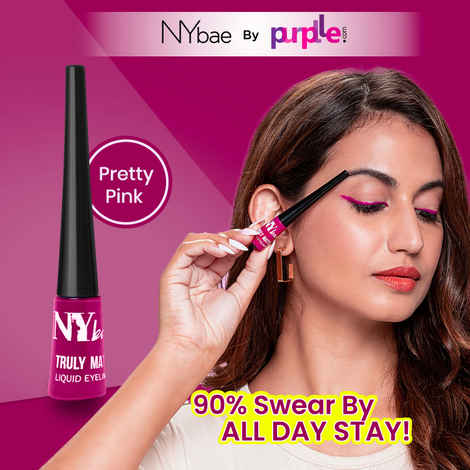 Buy NY Bae Truly Matte Liquid Eyeliner - Pretty Pink (4.5 ml) | Colored Eyeliner | Waterproof | Long Lasting | Smudgeproof | Quick Dry | Eye Makeup - Purplle