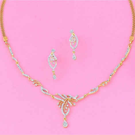 Buy Estele Gold Plated CZ Elegant Necklace Set for Women - Purplle