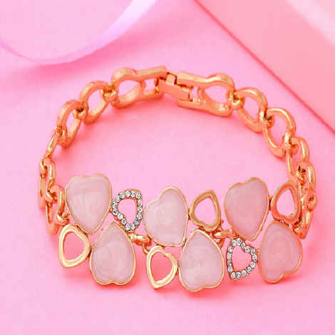 Buy Estele Rose Gold Plated Heart Designer Charm Bracelet with Crystal for Women - Purplle