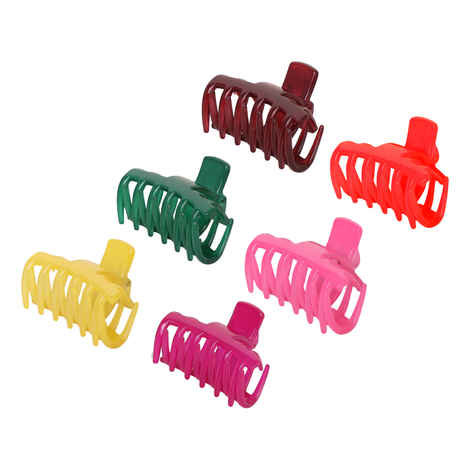 Buy Accessher Women Set of 6 Claw Clips Multicolor Acrylic Material Medium Size Hair Clip for Women and Girls - Purplle