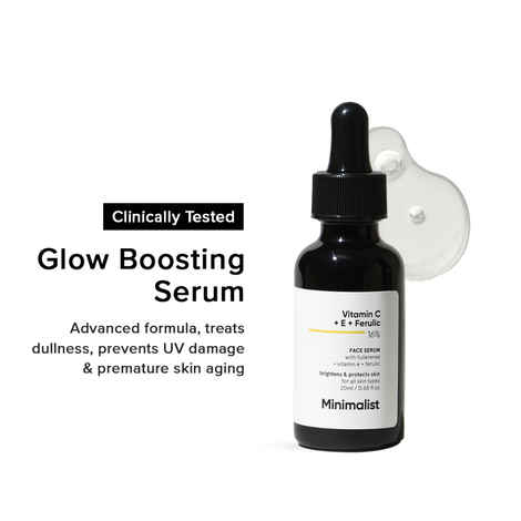 Buy Minimalist 16% Vitamin C + E + Ferulic Face Serum With Fullerenes + Vitamin E + Ferulic - 20 ml - Purplle