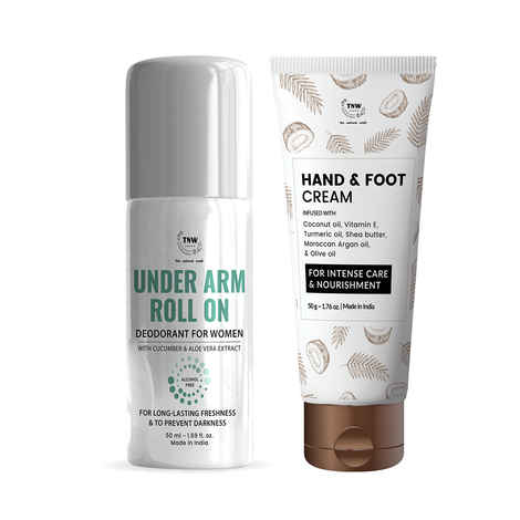 Buy Combo of 2- Under Arm Roll On 50ml + Hand And Foot Cream 50gm - Purplle
