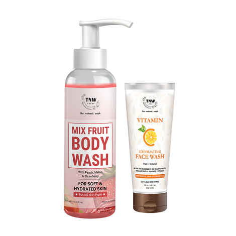 Buy Combo of 2- Mix Fruit Body Wash 200ml + Vitamin C Exfoliating Face Wash 100ml - Purplle