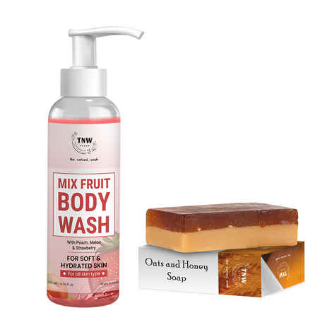 Buy Combo of 2- Mix Fruit Body Wash 200ml + Honey & Oats Soap 100gm - Purplle