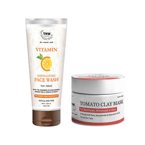 Buy Combo of 2- Tomato Clay Mask 50gm + Vitamin C Exfoliating Face Wash 100ml - Purplle