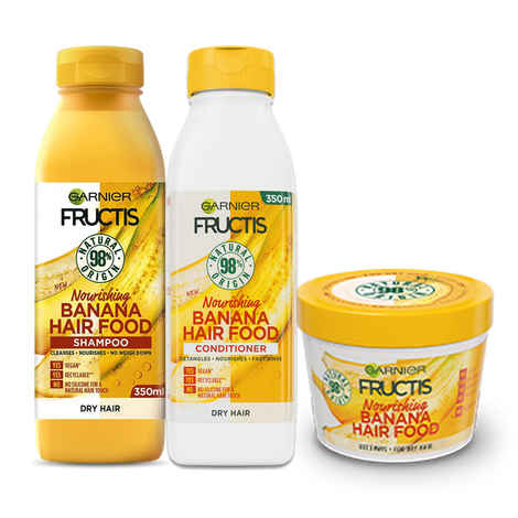 Buy Garnier Fructis Hair Food Nourishing Banana Shampoo + 3-in-1 Hair Mask (Combo Pack of 2) - Purplle