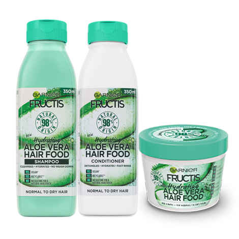 Garnier Fructis Hair Food Quenching Aloe Vera Shampoo + 3-in-1 Hair Mask (Combo Pack of 2)